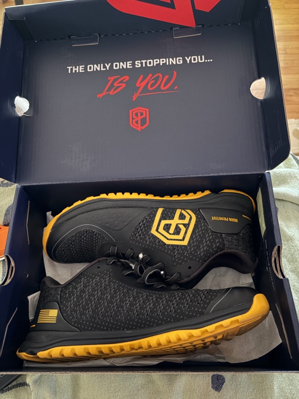 Born Men's Black and Yellow Athletic Trainers